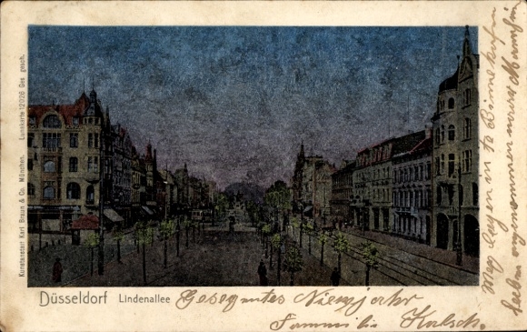 Luna Ak Düsseldorf am Rhein, Lindenallee