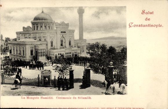 CPA Constantinople Istanbul Turquie, La Mosquée Hamidié, Cérémonie du Sélamlik