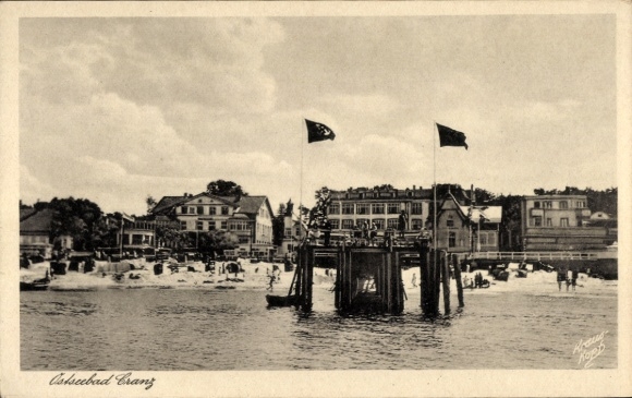 Ak Selenogradsk Ostseebad Cranz Ostpreußen, Teilansicht vom Wasser aus, Strand