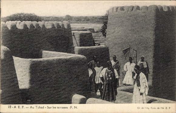 Ak Tchad Tchad, Auf den Terrassen