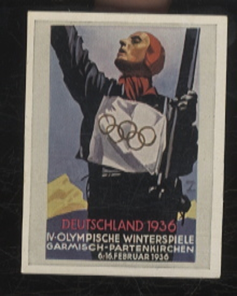 Sammelbild Constantin Zigaretten Berlin, Plakat für die Olympiade 1936,  6 x 4 cm