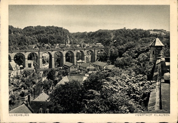 Ak Clausen Luxemburg, Viadukt, Panorama der Stadt
