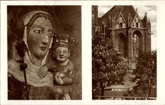 Ak Marienburg Malbork Westpreußen, Darstellung der Madonna mit Kind, Marienkirche im Hochschloß