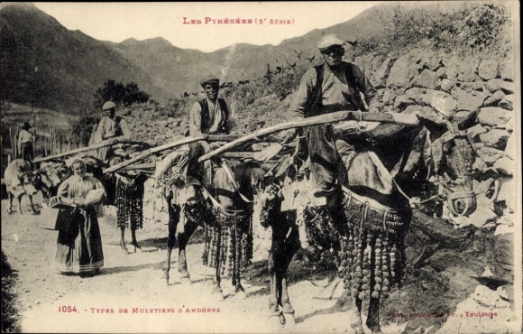Ak Andorra, Les Pyrénées, Types de Muletiers, Maultiertreiber