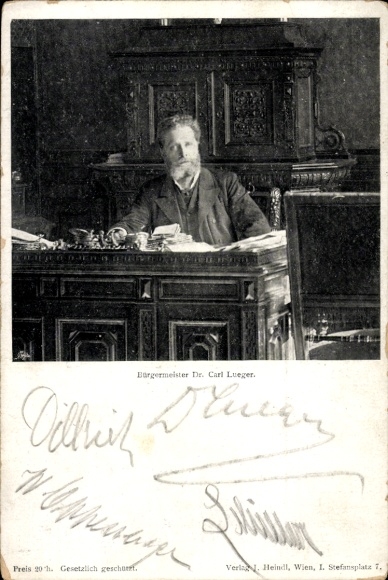 Ak Politiker Karl Lueger, Wiener Bürgermeister, Autogramm