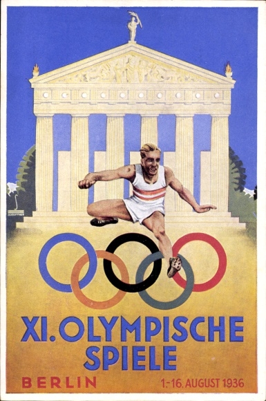 Künstler Ak XI. Olympische Spiele Berlin 1936, Hürdenläufer, Österreichischer Olympiafond