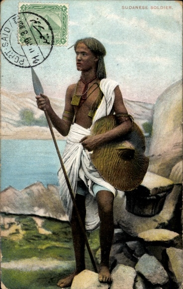 Ak Sudanesischer Krieger, Speer, Schutzschild