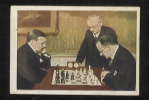 Sammelbild Josetti Zigaretten Berlin, Berühmte Schachspieler, Aljechin u. Niemzowitsch, 6 x 4 cm