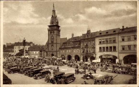 Ak Chomutov Komotau Region Aussig, Marktplatz