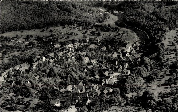 Ak Malsch in Baden, Waldcafé Standke, Fliegeraufnahme