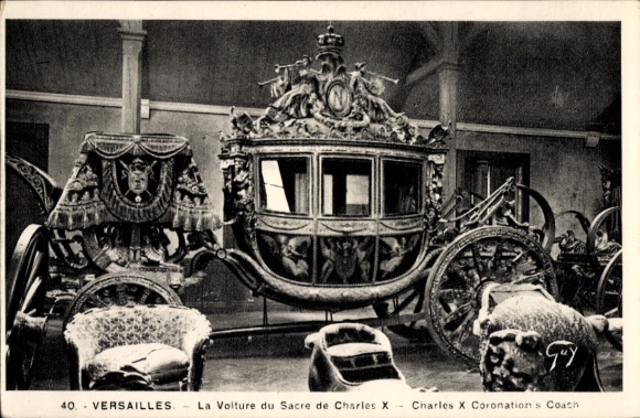 Ak Die Krönungskutsche Karls X. in Versailles