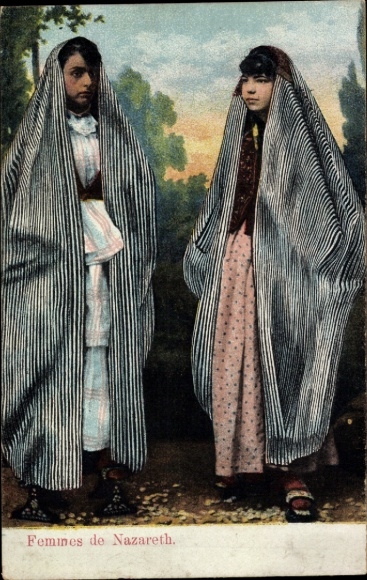 Ak Nazaret Nazareth Israel, Frauen in Tracht