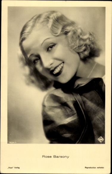 Ak Schauspielerin Rosy Barsony, Portrait