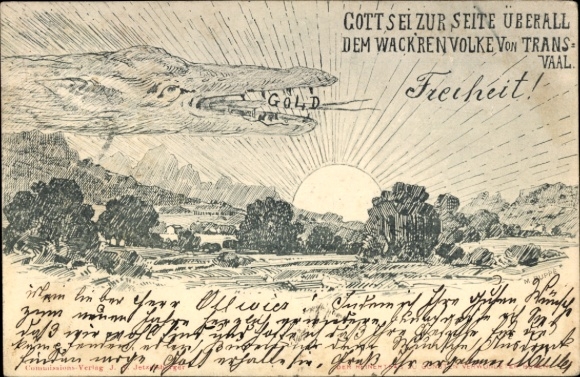 Künstler Ak Burenkrieg, Gott sei zur Seite überall dem wackren Volke von Transvaal