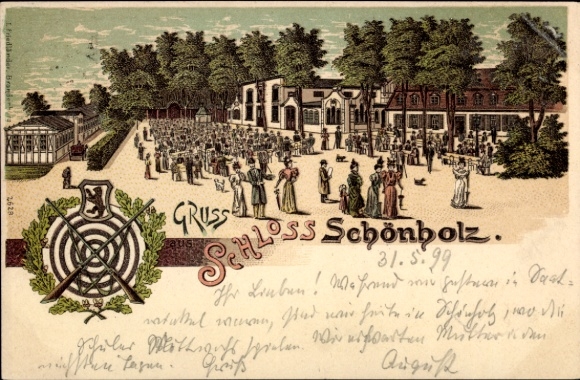Litho Berlin Pankow Niederschönhausen Schönholz, Schloss Schönholz, Gartenwirtschaft