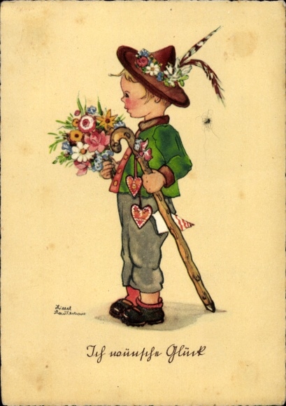 Künstler Ak Lauterborn, Liesel, Zum Muttertag liebe Grüße, Junge mit Blumenstrauß