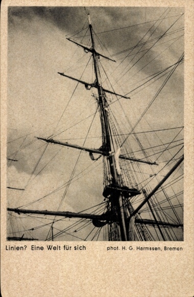 Ak Linien? Eine Welt für sich, Segelschiff