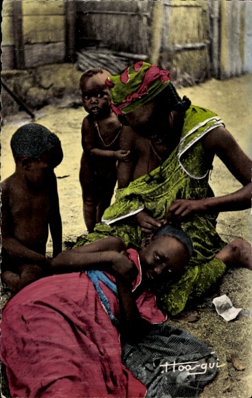 CPA Afrique en Couleurs, Salon de Coiffure