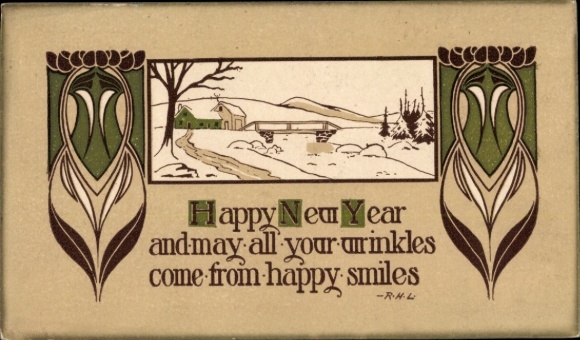 Ak Glückwunsch Neujahr, Winterlandschaft