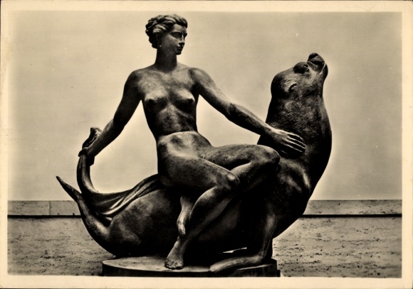 Ak Plastik Brunnengruppe I, Fritz Klimsch, Frauenakt, Robbe, HDK 542