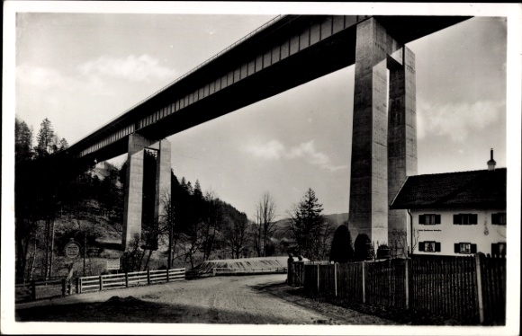 Ak Weyarn Oberbayern, Mangfallbrücke der Reichsautobahn München Landesgrenze