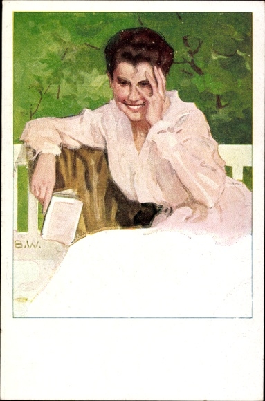 Künstler Ak Bruno Wennerberg, Frauenportrait