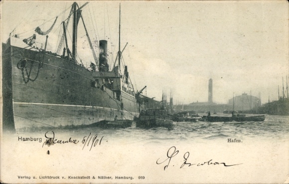 Ak Hamburg Altona Neumühlen Oevelgönne, Hafen mit Schiffen, historische Hafenansicht, leicht n...