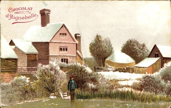 Ak Reklame, Chocolat d'Aiguebelle, Winterlandschaft