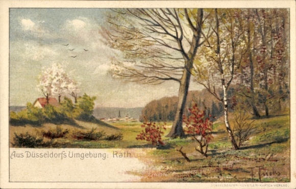 Künstler Ak Fuchs, F., Rath Düsseldorf am Rhein, Gesamtansicht, Wald