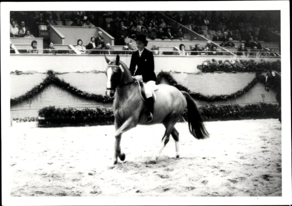 Foto Ak Berlin 1965, Dressurreiten, Reiterin