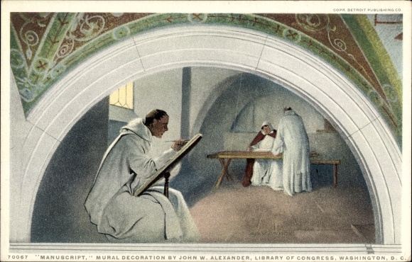 Ak Washington DC USA, Library of Congress, Manuscript, Mural decoration by John W. Alexander