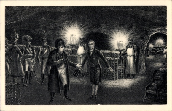 Ak Epernay Marne, Caves Moet & Chandon, M. Jean Remy Moet, maire d'Epernay, Visite Napoleon I., 1807