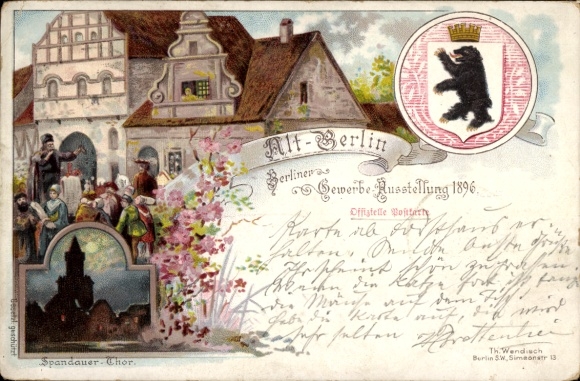 Litho Berlin Spandau, Spandauer Tor, Wappen, Gebäude