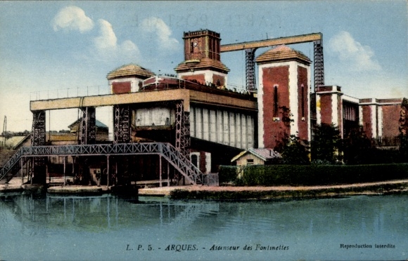 Ak Les Fontinettes Arques Pas de Calais, Schiffshebewerk