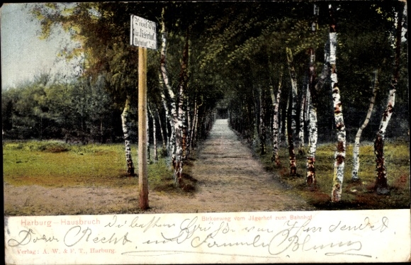 Ak Hamburg Harburg Hausbruch, Birkenweg vom Jägerhof zum Bahnhof