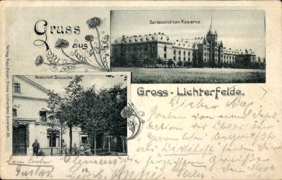 Ak Berlin Steglitz Lichterfelde, Gardeschützen Kaserne, Restaurant Drauschke