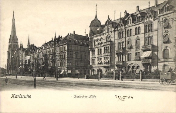Ak Durlach Karlsruhe in Baden,  Durlacher-Allée, Straßenansicht,  Gebäude