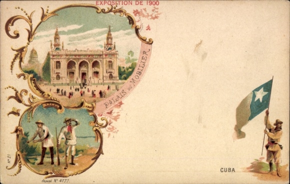 Litho Weltausstellung Paris 1900, Palais du Mobilier, Kuba