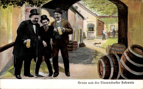 Ak Hamburg Harburg Eißendorf Eissendorf, Betrunkene Männer