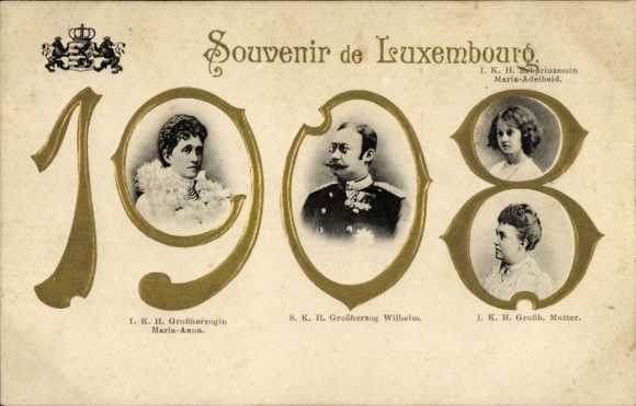 Passepartout Ak Großherzog Wilhelm von Luxemburg, Großherzogin Maria Anna, Prinzessin Maria Adelheid