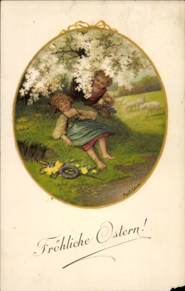 Künstler Ak Ebner, Pauli, Glückwunsch Ostern, Kinder