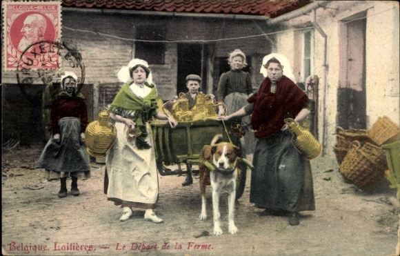 Ak Belgique Laitières, Milchmädchen, Hundekarre