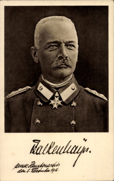 Ak General Erich von Falkenhayn, Armee-Hauptquartier 5. Dezember 1916