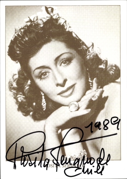 Ak Schauspielerin Rosita Serrano, Portrait, Schmuck, Autogramm