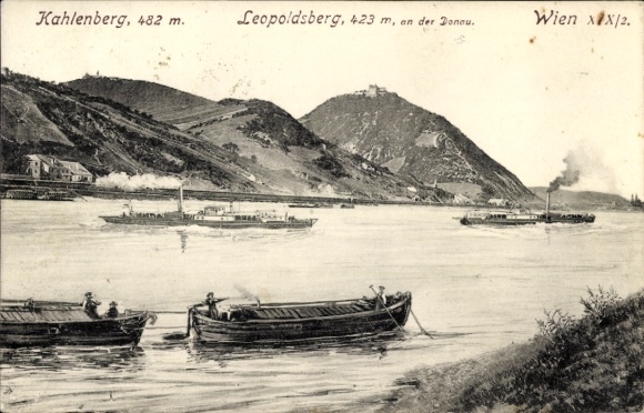 Ak Wien 19 Döbling Leopoldsberg, Kahlenberg, Leopoldsberg, Donau,  Schiffe