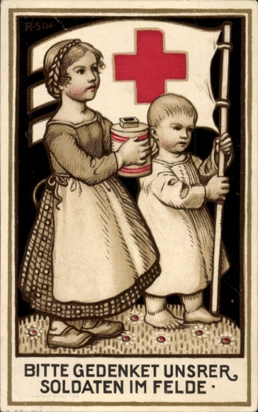 Künstler Ak Rotes Kreuz, Orts-Sammelkomitee Nürnberg, Kinder mit Sammelbüchse