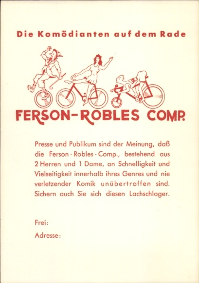 Ak Ferson-Robles Comp., Komödianten auf dem Rade, Akrobaten