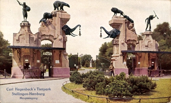 Ak Hamburg Eimsbüttel Stellingen, Carl Hagenbecks Tierpark, Haupteingang, Elefantentor