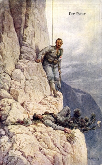Künstler Ak Der Retter, Kuk Gebirgsjäger, Sanitäter