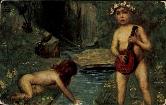 Künstler Ak Der Quelle Lispeln